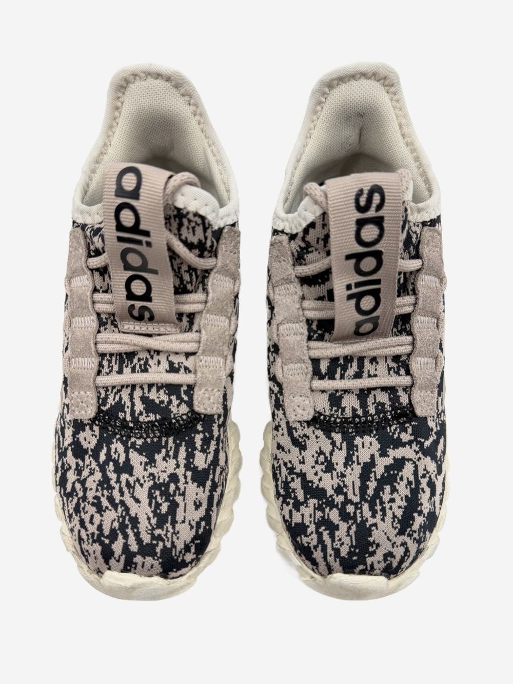Adidas Kaptir 3.0 Kids Sneakers Youth Size 1 Black Cream Abstract Print